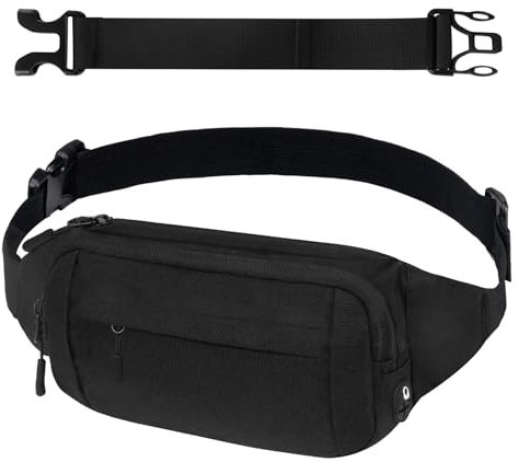 flintronic Bauchtasche für Herren und Damen, Sportlich Hüfttasche mit Verlängerungsgurt, Bauchbeutel Unisex für Hundespaziergänge, Wanderung, Camping, Klettern, Reiten, Schwarz