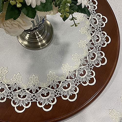 Rechteckige/längliche Tischdecken Weiße Spitze Tischdecke für Tabelle Häkeln Spitze Esstischdecken Esstischdecken Runde dekorative Spitze Tischdecke mit eleganten Blumenmustern für Geburtstagsfeiern