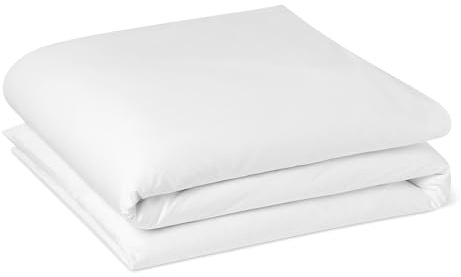 Amazon Basics Deluxe Bettbezug, 100% Baumwolle Satin Fadenzahl 400, Superweich mit Druckknöpfen, 135 x 200 cm, Weiß