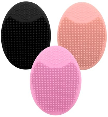Silicone Face Scrubber Facial Cleansing Brush Manual Face Scrub Exfoliator Pad Soft Baby Bath Brush Exfoliating Brush Anti Aging Deep Wash Tool For Women Men & Baby Sensitive Skin Assorted Colors(2pc)