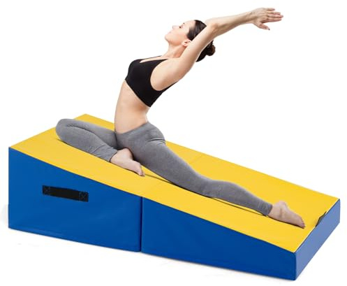 GOPLUS faltbare Gymnastikmatte, schräge Trainingsmatte, tragbare Yogamatte mit Neigungswinkel & Griff, Weichbodenmatte Übungsmatte rutschfest für Zuhause Yoga Gymnastik Training