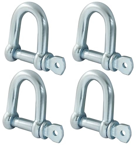 Cjueiom M10 D-Ring-Schäkel, robuster D-Schäkel, Stahlbügel, 5 mm D-Schäkel, Verwendung für Abschleppen, Camping, Klettern, Sport und Mehrzwecknutzung, 4 Stück