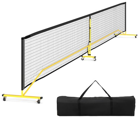 GYMAX Pickleball-Netz 674,5 cm, Pickleball-System mit Tragetasche, leichtes Pickleball-Netz-System mit PE-Netz & Metallgestell, Sportnetz für Outdoor- & Indoor-Spiele auf der Auffahrt