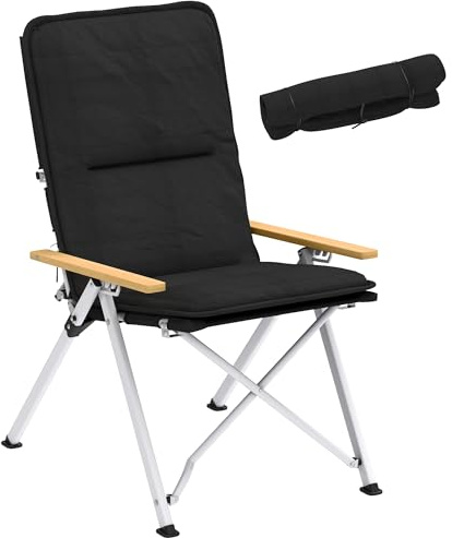 Outsunny Chaise de Camping Chaise de Pêche Dossier Haut 59x67x96cm Noir