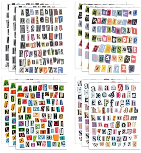 852pcs Magazine Letter Stickers Vintage Scrapbook Letters Stickers Small Ransom Alphabet Sticker for Scrapbooking Supplies Journaling Laptop Water Bottle DIY Crafts Gift Junk Journal (Journal12)