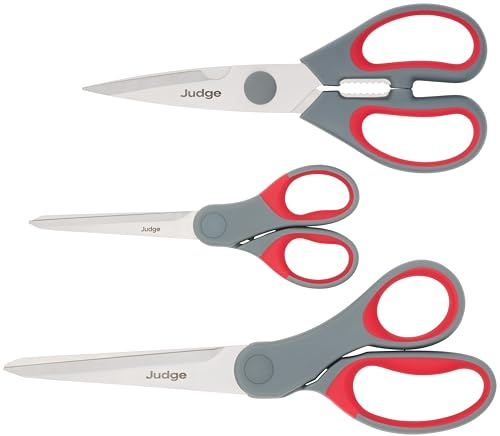 Judge Kitchen Scissors 3-Piece Set – All-Purpose Scissors 16cm, 19cm & 20cm – Durable Stainless Steel Blades with Comfortable Grip for Kitchen & Household Use