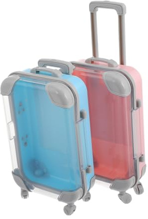 Mikinona 2 Stück Kleiner Rollkoffer aus Kunststoff Tragbare Aufbewahrungsboxen mit Abnehmbarer Struktur Kleiner Kosmetikkoffer für Wimpernaufbewahrung und Kindereinsatz