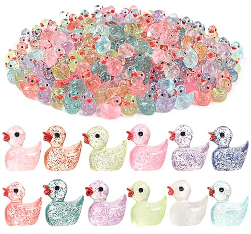 Xanthelle Mini Enten, 120 Pièces Canards Pailletés, Figurines Miniatures Animaux en Résine, Petits Canards & Figurines Animales, Figurines de Lutins Miniatures pour Aquarium, Jardin & Décoration