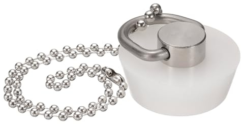 QUARKZMAN dräneringsproppar, silikon badkarsproppar diskproppar med upphängningsring och 40 cm pärlkedjor för badkar kök badrum (vit – 3,5 cm till 1,34 tum)