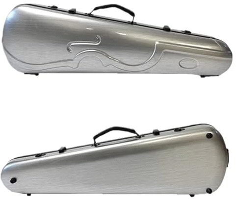 Geigenkasten 4/4 Violine Hartschalenkoffer Frosted Violin Fiddler Rucksack Composite Carbon Fiber Box Dreieckskoffer mit doppelter Schulter(Silver)