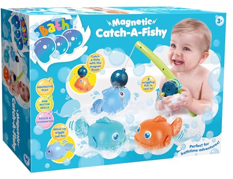 Bath Pop Magnetic Catch A Fishy - Bath Toy | Kids Water Rod Pool Sinker Animal Figures Bathing Play Kit for Bathtub Basin Nursery Clever Toddler Babies Birthday Gifts