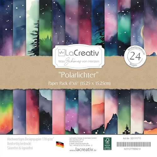 LaCreativ - Designpapier Polarlichter Paper Pack 6x6 - 24 Bogen