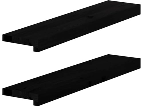 Extensión para alféizar de ventana, 2 unidades, color marrón oscuro, 70 x 15 x 2 cm, madera maciza de roble para renovación/decoración