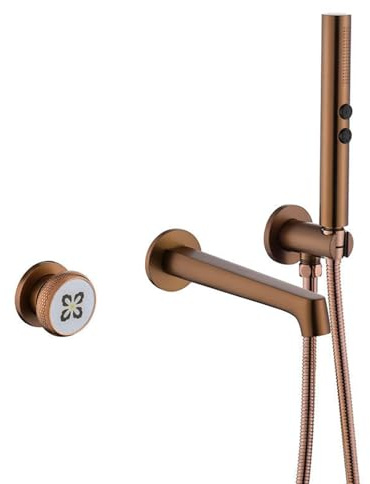 XJTNLB Rubinetto Vasca Oro Rosa Miscelatore Doccia Incasso con Deviatore Miscelatore Vasca da Bagno con Doccetta 2 Modalità