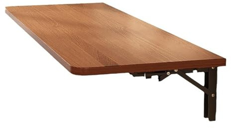 Wandklapptisch mit abgerundete Ecken, schwebender Wandschreibtisch aus Holz mit Halterungen, ausklappbare Werkbank, ideal für kleine Räume, Küche, Waschküche, Zuhause, Büro, Bar(Brown,60*24cm)