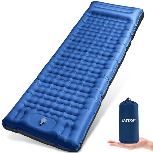 Isomatte Camping, 12CM Aufblasbare Isomatte Mit Integrierter Fußpumpe | Outdoor Camping Luftmatratze, 75D Ripstop Ultraleichte Sleeping Mat für Outdoor Wandern Zelt Trekking
