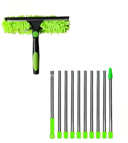 Asta di giunzione estensibile da 100 cm a 420, raschietto for pavimenti, tergicristallo for la pulizia dei vetri domestici(Green)