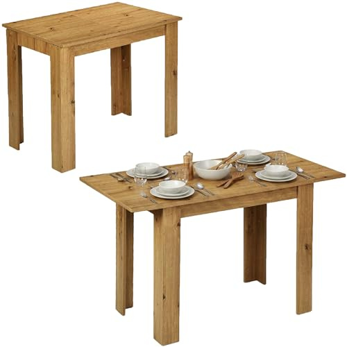 Xinyvee Esstisch ausziehbar Eiche Optik Küchentisch 90 bis 125 x 60 x 76 cm