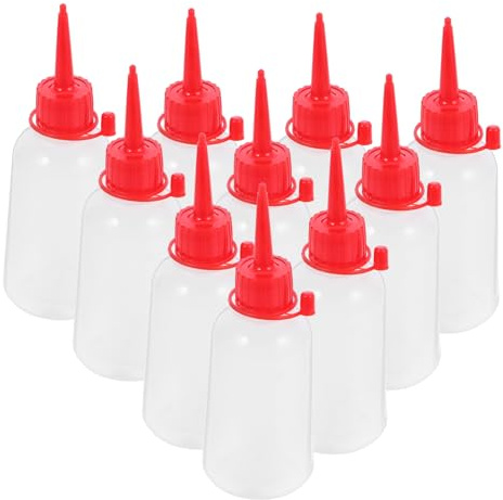 Balacoo Flaconi Contagocce in Plastica Ldpe da 100 Ml, Set da 10 Pezzi con Punta ad Ago e Tappo Rosso, Applicatore di Colla per Attività Artigianali e Fai da Te