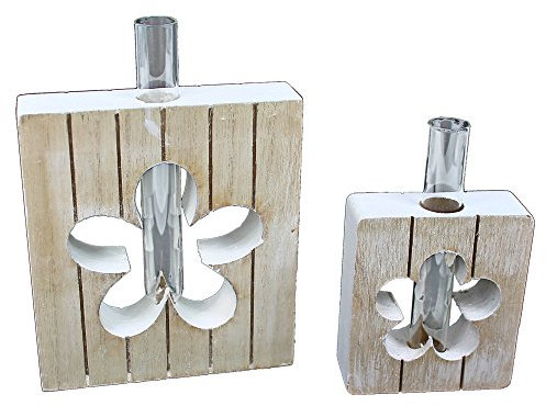 WB wohn trends Reagenzglas Vase im Holz-Rahmen ~ Blüte Gross ~ versch. Farben und Größen