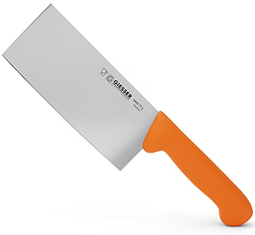 Giesser depuis 1776 - fabriqué en Allemagne - Couteau de chef chinois orange, Basic Orange, lame 17 cm, antidérapant, couteau tranchant lavable au lave-vaisselle, inoxydable