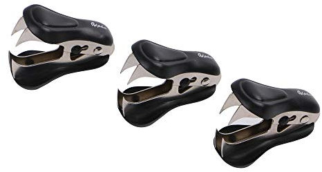 Eagle Entklammerer Heftklammerentferner Enthefter mit der Sicherheitsarretierung Rückstandfrei Schwarz 3er Pack