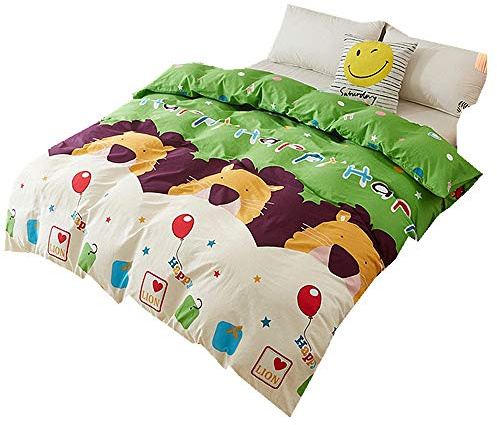 100% Baumwolle Bettbezug und Kissenbezug Bettwäsche Set Neuheit Tier Soft Bettbezug Set für Kinder Baby Junge Mädchen (Königreich der Löwen, 2 Teilig 150x200 cm)