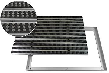 EMCO Eingangsmatte DIPLOMAT Bürsten grau 22mm + ALU Rahmen Schmutzfangmatte Fußabtreter Antirutschmatte, Größe:1000 x 500 mm
