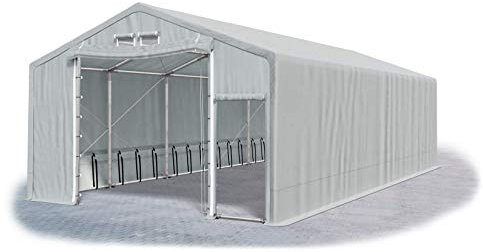 Das Company Lagerhalle 5x10x2.5m feuersicher grau wasserdicht ganzjährig Industriezelt Stahlseile 600g/m² PVC Winter Plus SFR - Zeltgarage, Lagerzelt Winterfest, Zeltgarage Winterfest - Winterzelt