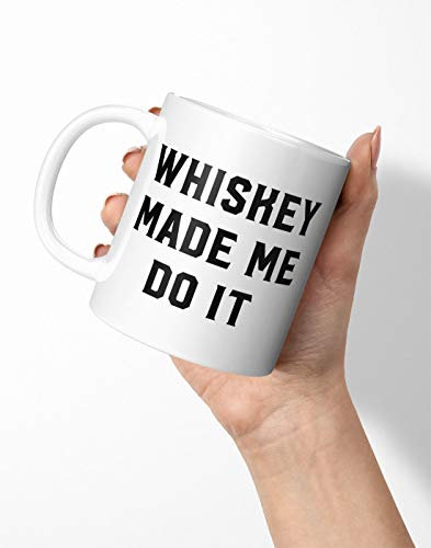 BLAK TEE Funny Whiskey Made Me Do it Slogan Porcelain Coffee and Tea Mug 330 ml