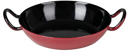 Riess, 0601-020, gommerpanna 24, klassisk – färg röd, diameter 24 cm, höjd 5,5 cm, emalj, röd/svart, serveringspanna, induktion