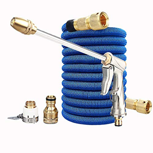 LaoZan Tuyau d'arrosage Extensible Tuyau d'eau Flexible Rétractable Pistolet d'arrosage Longue en Métal Trés Résistant à Haute Pression pour Lavage de La Voiture Jardin (Bleu,10-30 M)