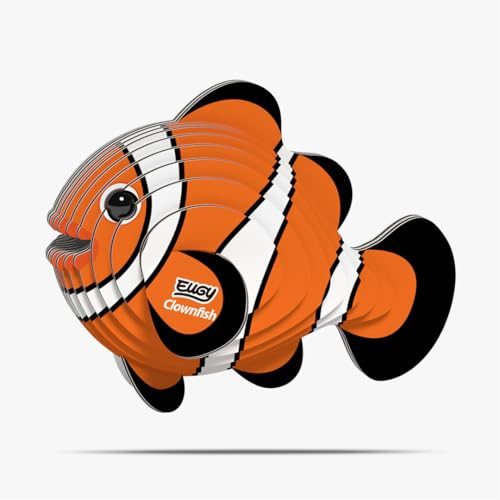 EUGY 650037 Clownfisch, 3D Tier-Puzzle für Kinder und Erwachsene zum Zusammenbauen, DIY Tierfigur, Bastelset ab 6 Jahren