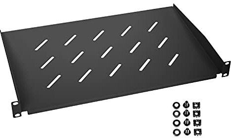 HMF 65499 Étagère pour Armoire Serveur | 19 Pouces | 1 U | Profondeur d'encastrement 300 mm | Noir