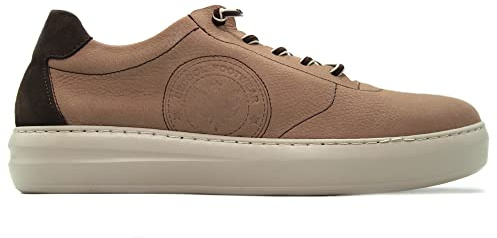 EXODO - BE-1064 Taupe - Zapato Casual de Piel, cordón elástico, Suela de Goma, para: Hombre Color: Taupe