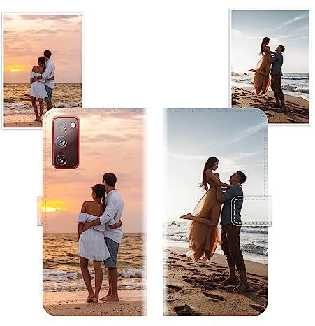 Sunrive Personalisierte hülle kompatibel mit Samsung Galaxy S20 FE Handyhülle Benutzerdefiniert,Schutzhülle Lederhülle handykette universal Etui mit Eigenem Foto Bild Text Individuelle