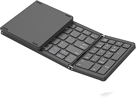 BRIUERG Tastiera wireless pieghevole ricaricabile USB per iOS, Android, PC portatile, smartphone, grigio