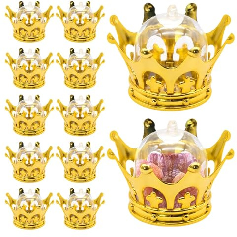 12 StüCk Geburtstagskrone Geschenkboxen Mit Deckel,Prinzessin Geburtstagskrone Wrap Candy Box, Kleine Goldene Krone Geburtstag, Leere Geschenkboxen FüR Prinzessin Geburtstag Deko