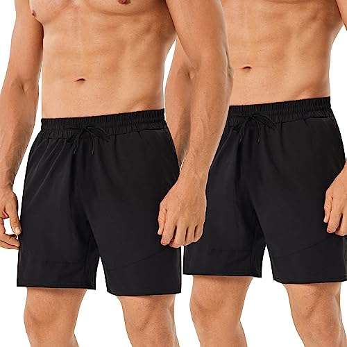 HOPLYNN 2er Pack Sporthose Herren Kurz mit Reißverschlusstasch Sport Short Laufhose Schnell Trocknend