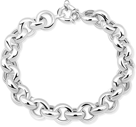 Tony Fein Damen Erbsarmband 11 mm Rund 925 Sterling Silber Poliert Stempel