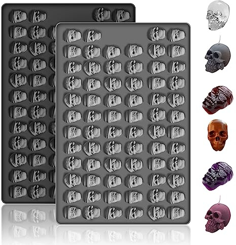 2 moldes de silicona con diseño de calavera de gomitas de 140 cavidades para chocolate, fondant, dulces, galletas, gelatina y perro, concepto de comandos de entrenamiento