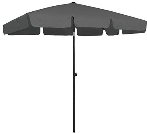 Camerina Strandschirm Anthrazit 200x125 cm Sonnenschirm Strand Beach Umbrella Kleiner Sonnenschirm FüR Balkon Sonnenschirm Balkon Mit StäNder