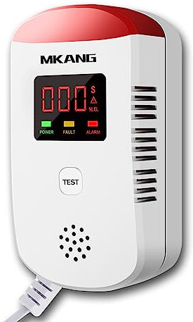 Detector de Gas, Gas licuado de petróleo/Gas Natural/Detector de Gas Urbano, Monitor de Gas Combustible/propano/metano enchufable, con luz estroboscópica y Voz Real, Pantalla de concentración de Gas