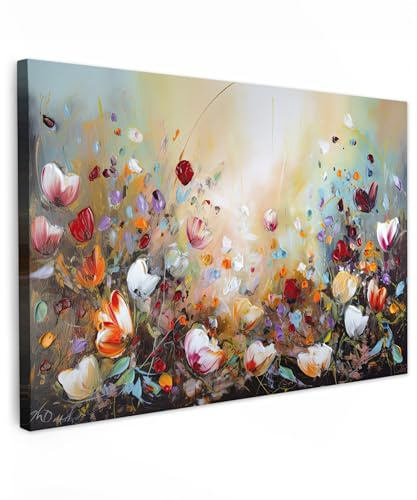 MuchoWow© Laminas Cuadros de Salon para Dormitorio 90x60 cm Lienzos Decoración Pared Cuadro Habitacion Decoracion Pintura al óleo - Flores - Colorido - Naturaleza
