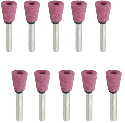 BE-TOOL Schleifstein Polierkopf Set - 10 Stück 6 MM Schaft Schleifen Schleifaufsätze, Zubehör für Rotationswerkzeuge [6 * 16mm]