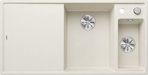 BLANCO AXIA III 6 S, SILGRANIT blanco suave, tipo de montaje: instalación desde arriba, lavabo principal a la derecha, con tabla de cortar madera, armario inferior de 60, tabla de cortar deslizante,