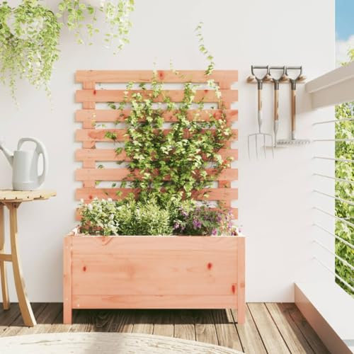 BaraSh Jardinera con estantería Madera Maciza Douglas 79x39,5x114 cm Maceteros Decorativos Interior Mueble Plantas Interior