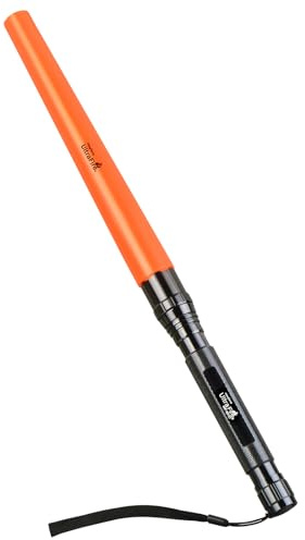 UltraFire 18 Zoll Verkehrsstab LED Taschenlampe, 1300 Lumen Signalstab für Verkehrskontrolle, 3 Modi mit Rotes Blinklicht, Orangen Stab für Flughafen, Feuerwehr, Autolenkung, Notfall, WF-501D