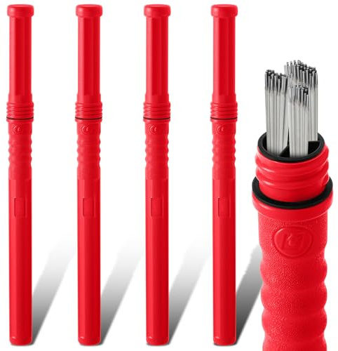 Tandefio 4 Pcs Welding Rod Storage Tube 40 Inch Tig Rod Storage Canisters Welding Electrode Holder Airproof Waterproof Container(Red)