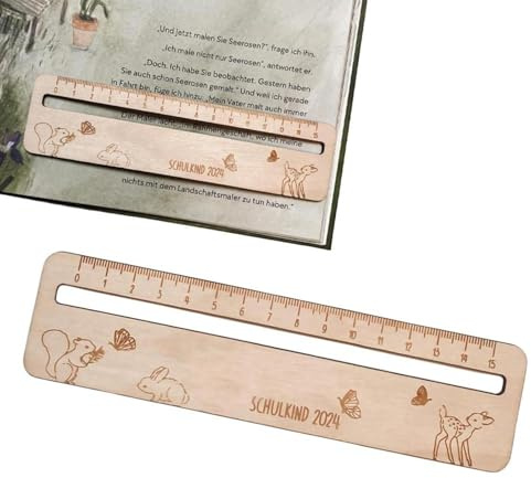Générique - Règle de lecture guidée en bois, règle de mesure, guide de texte pour étudiants et enseignants, accessoires de lecture, 20 cm x 6 cm x 1 cm